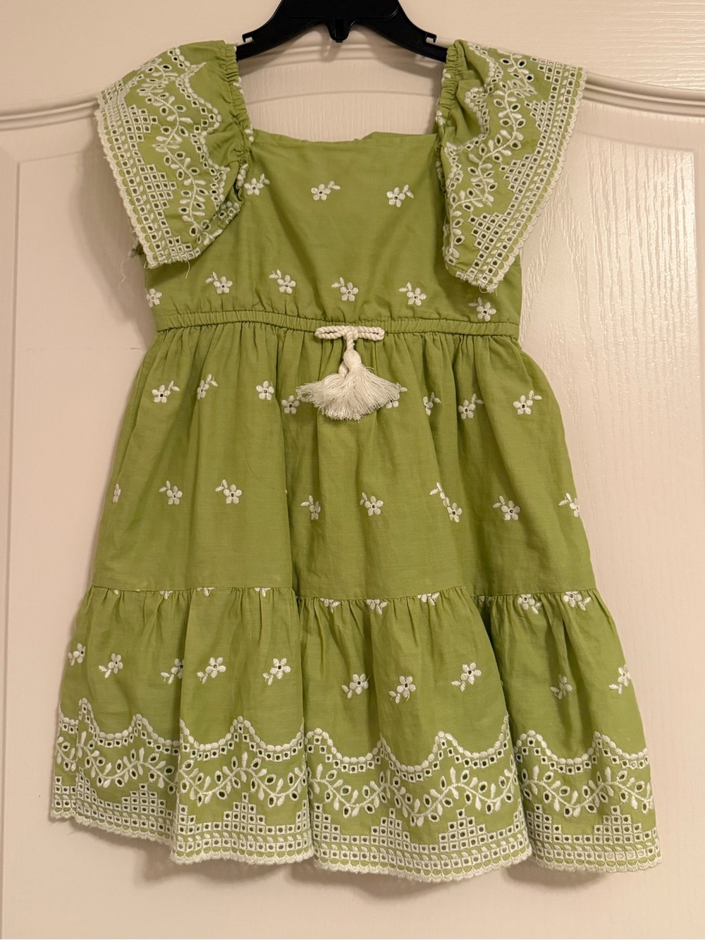 Mayoral Sage Green Embroidered Sundress with Tassel